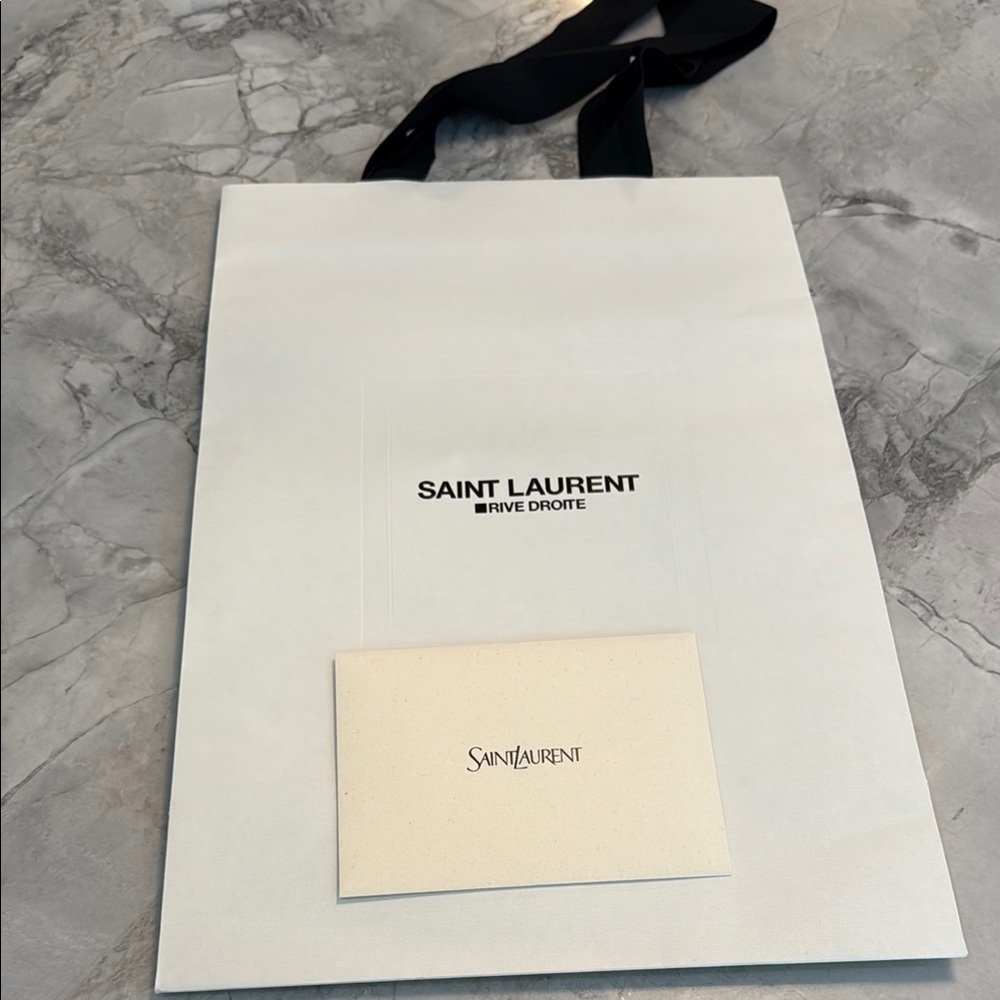 Saint Laurent Rive Droite White Gift/Shopping Tote w Black Handles & Gift Note